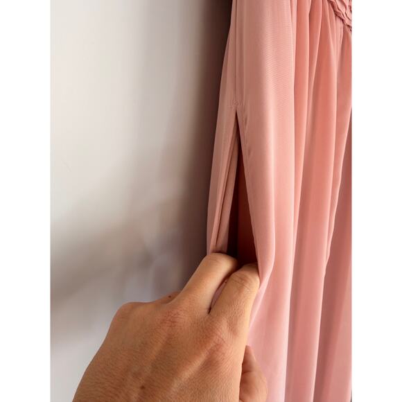 Birdy Grey Blush Pink Chiffon Maxi Dress Sleeveless V-Neck Size M - Picture 4 of 8